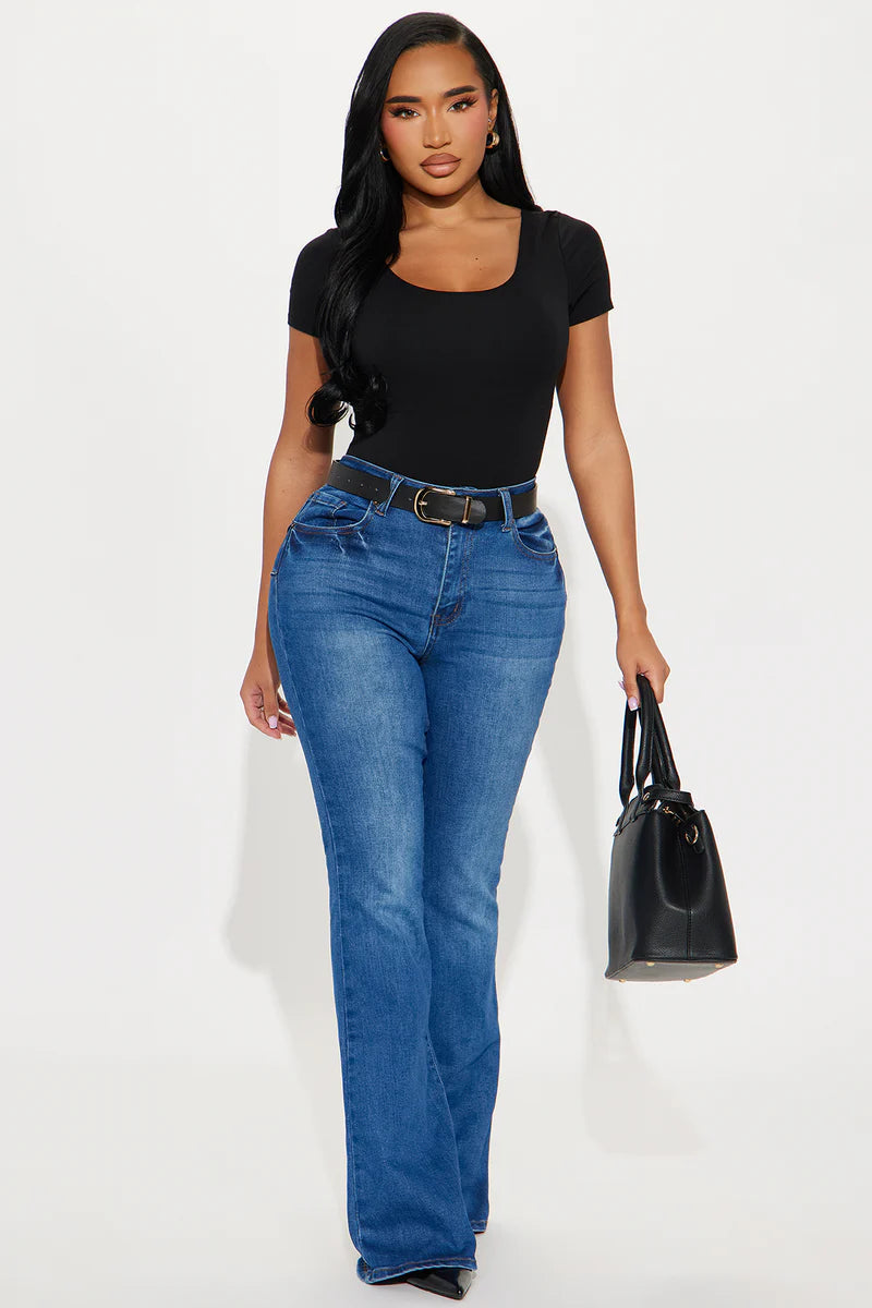 Veronica Double Lined Jersey Bodysuit - Black