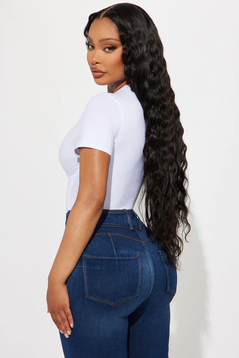 Cambria Short Sleeve Bodysuit - White